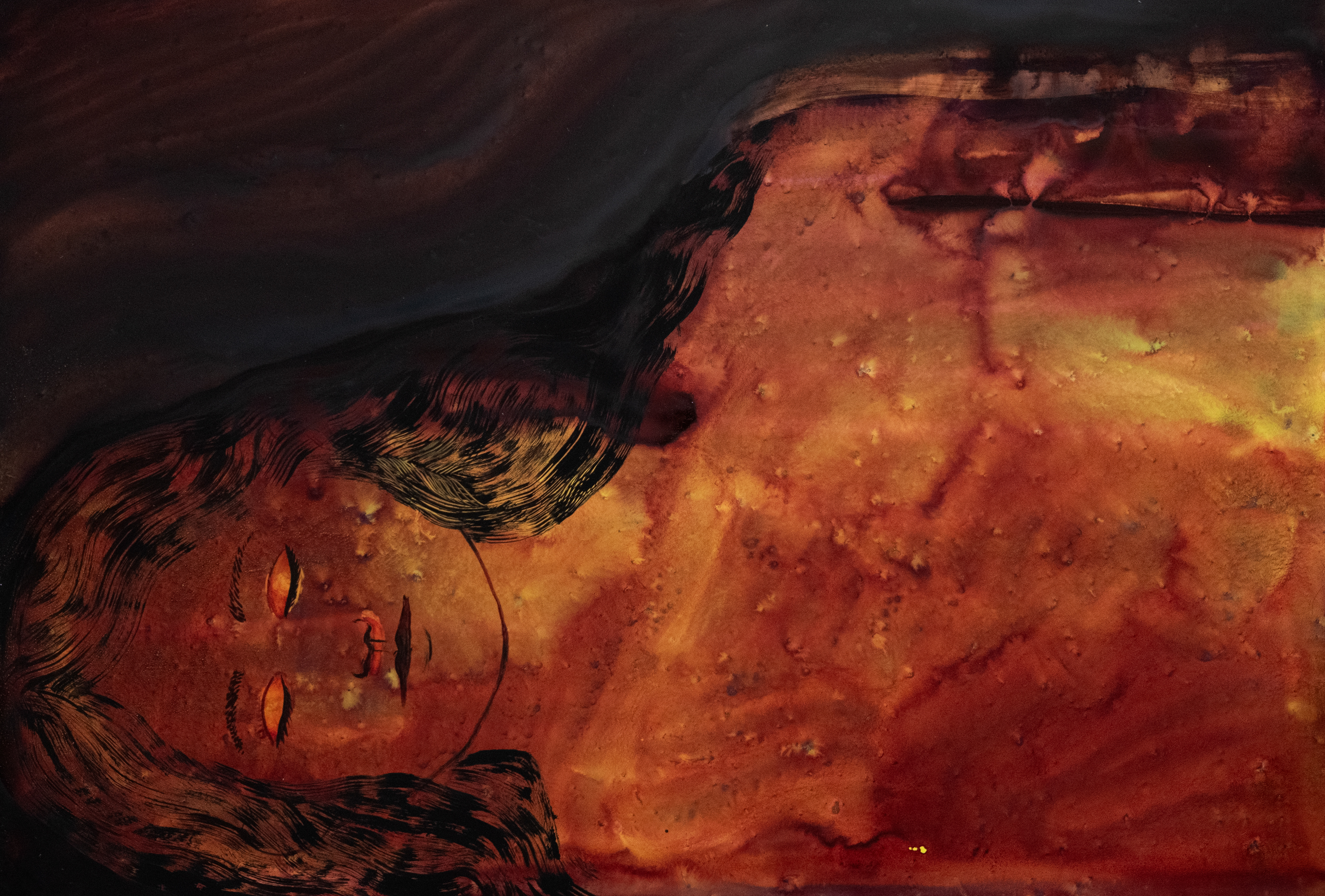 Avec toi je vois le soleil à minuit I (2025) - Gouache et encre sur papier - 30 x 40 cm