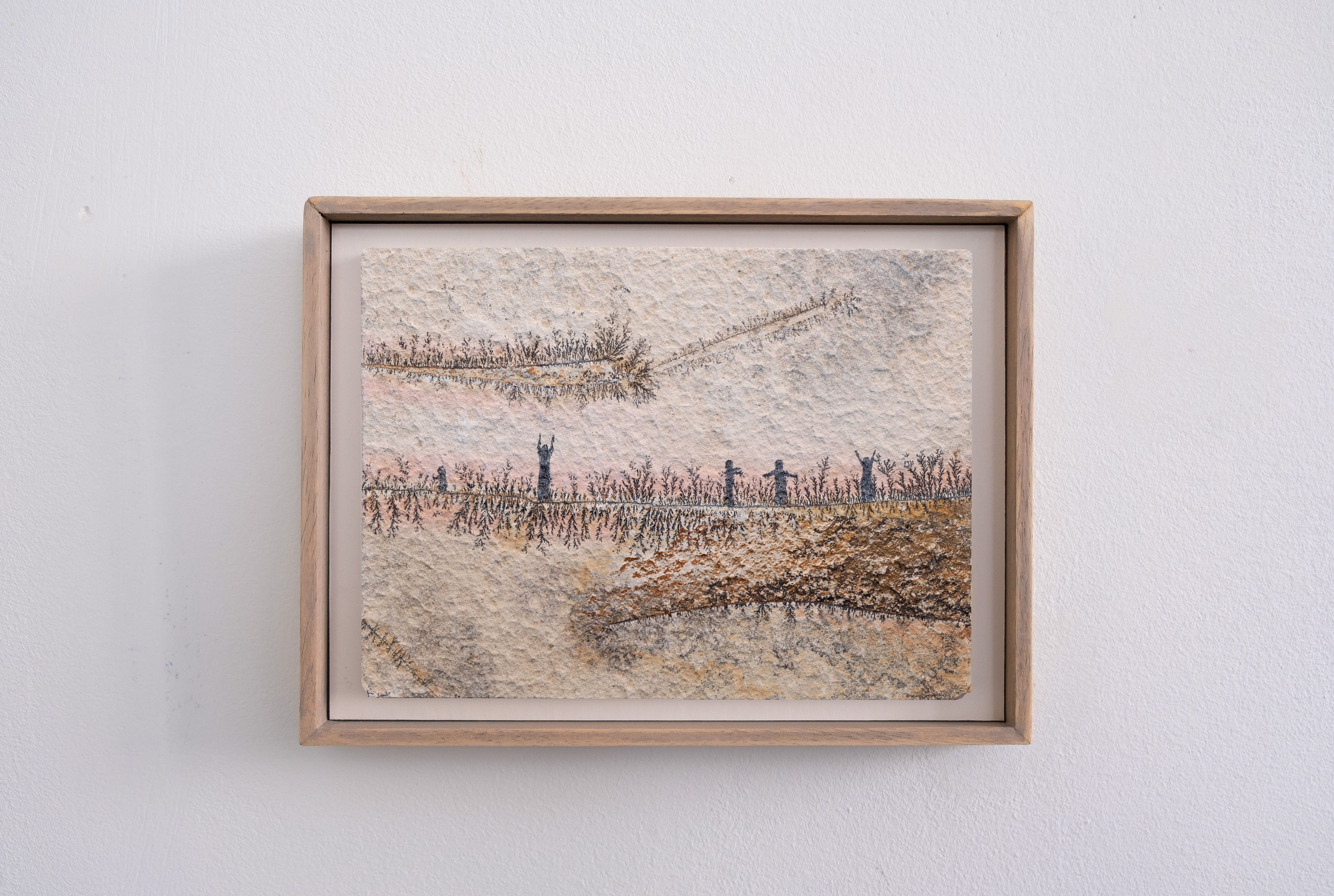 Aux pieds des arbres VI (2026) - Aquarelle sur pierre - 13 x 18 cm