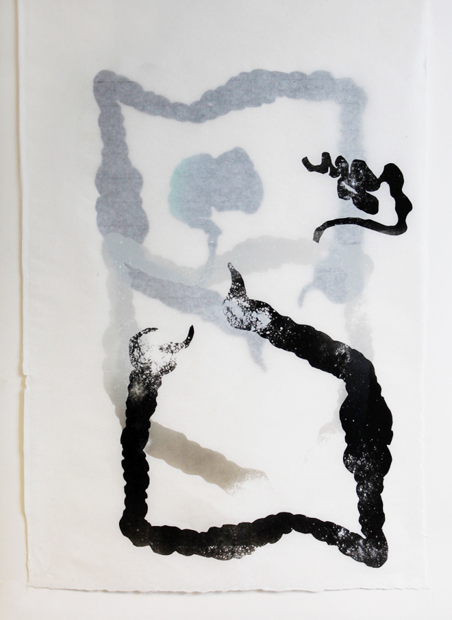 I Have Got This Feeling II (2015), lithograph on japanese paper overlapped, unique, 100 x 75 cm