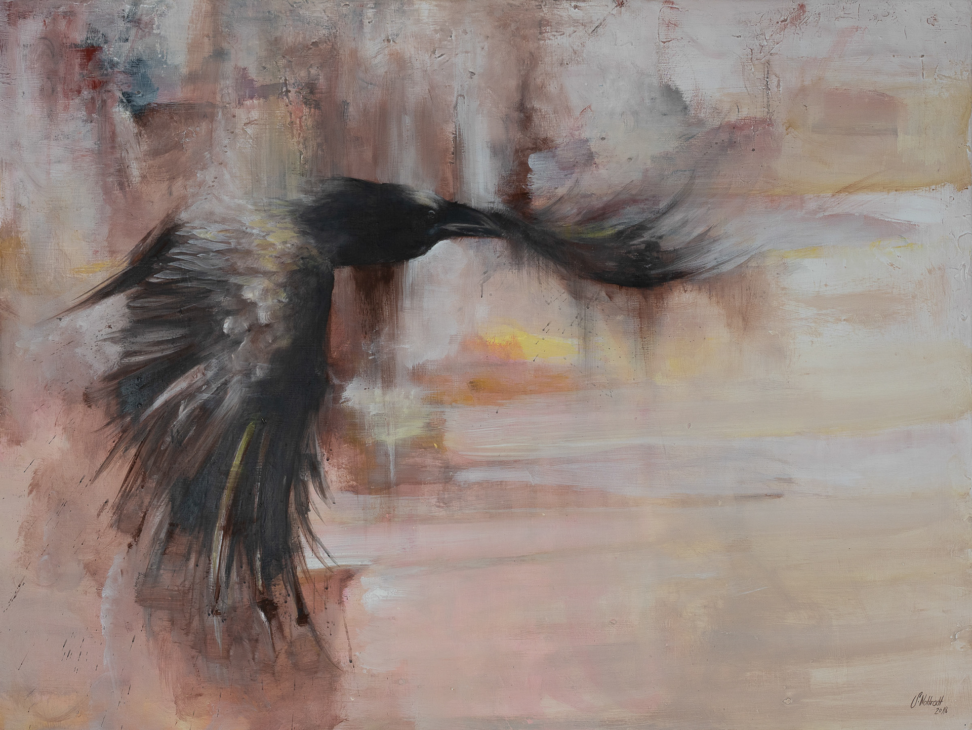 Rabe, Acryl auf Leinwand, 120x90cm, 2018
