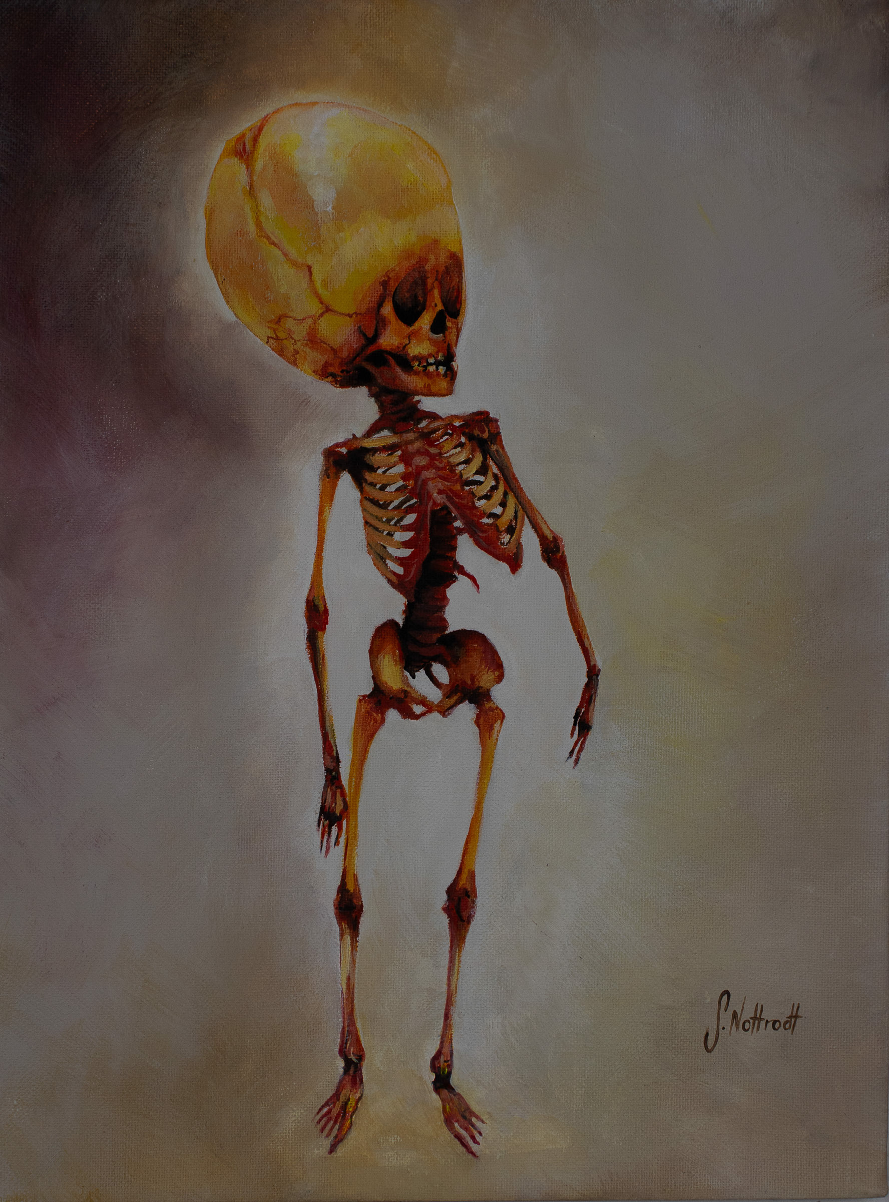 Skelett, Acryl auf Leinwand, 40x30cm, 2023