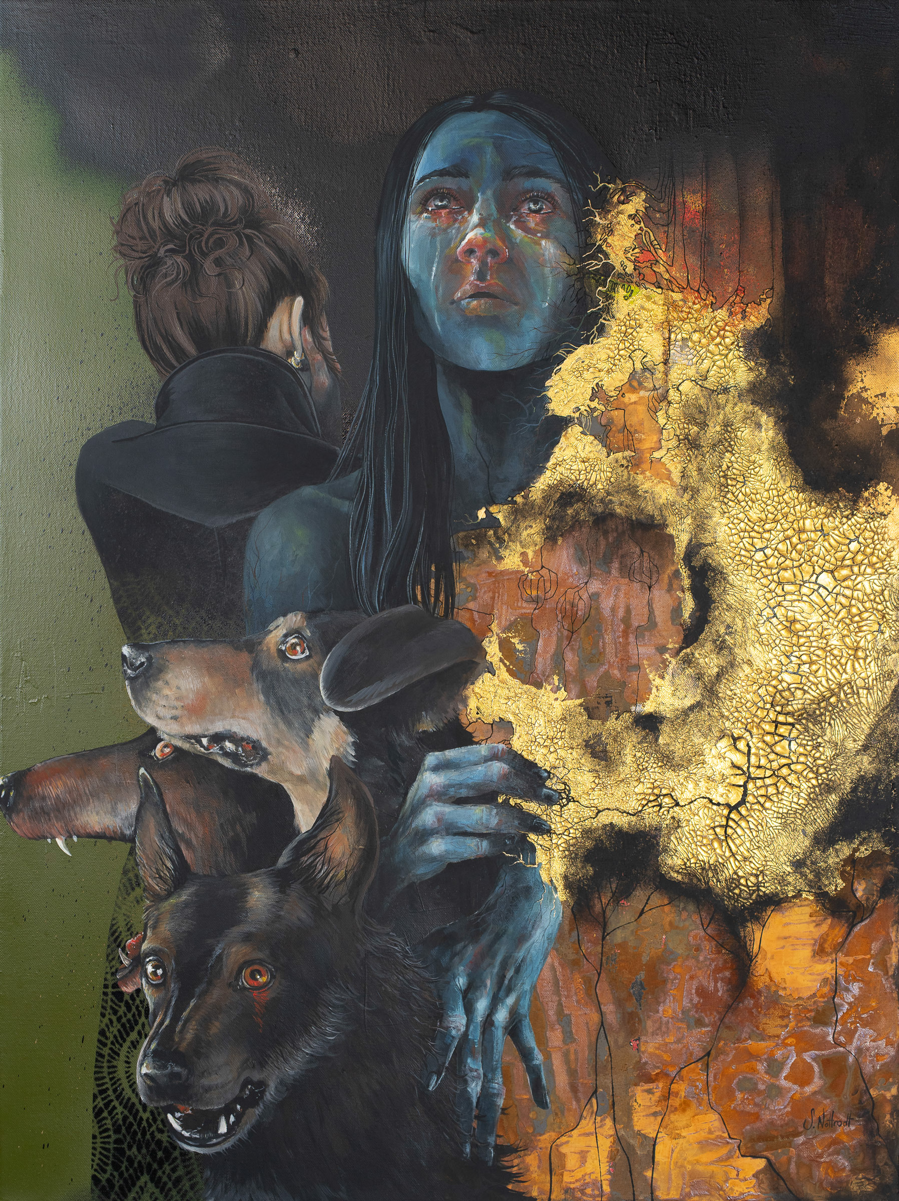 Der Tod und die Trauer, Acryl auf Leinwand, 80x60cm, 2023