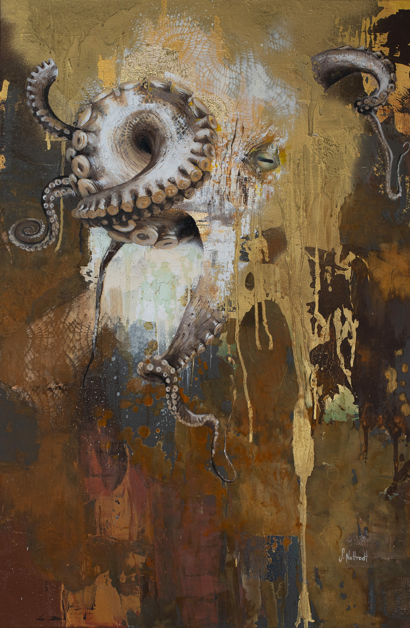 Elefant, Acryl/Mischtechnik auf Leinwand, 90x60cm, 2021