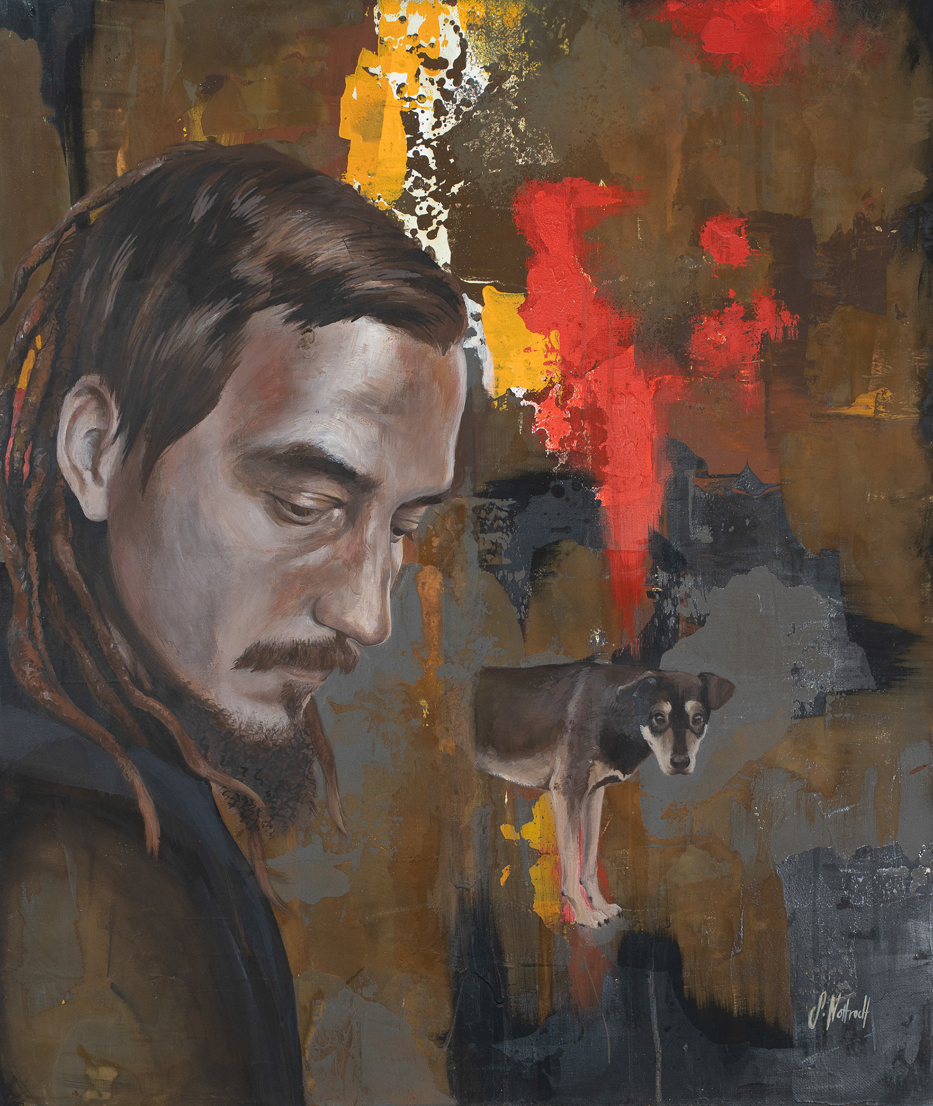 Flöte, Acryl auf Leinwand, 60x70cm, 2019