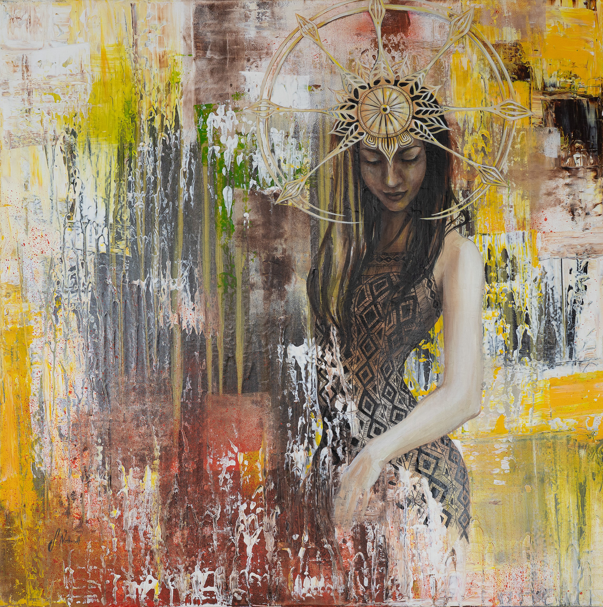 Gracia, Acryl/Mischtechnik auf Leinwand, 100x100cm, 2019