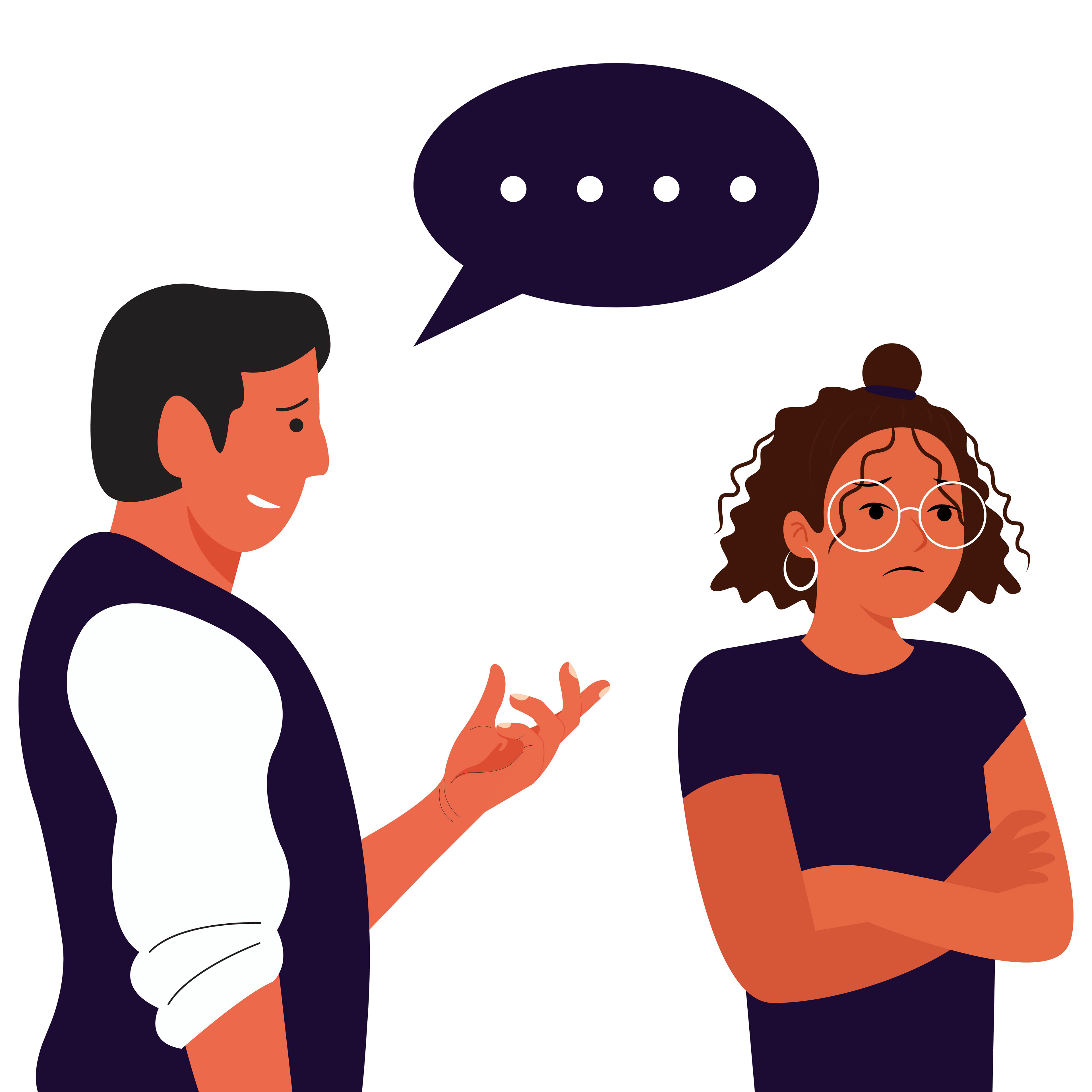 Illustrative ideas of silent treatment that often happens to couples.