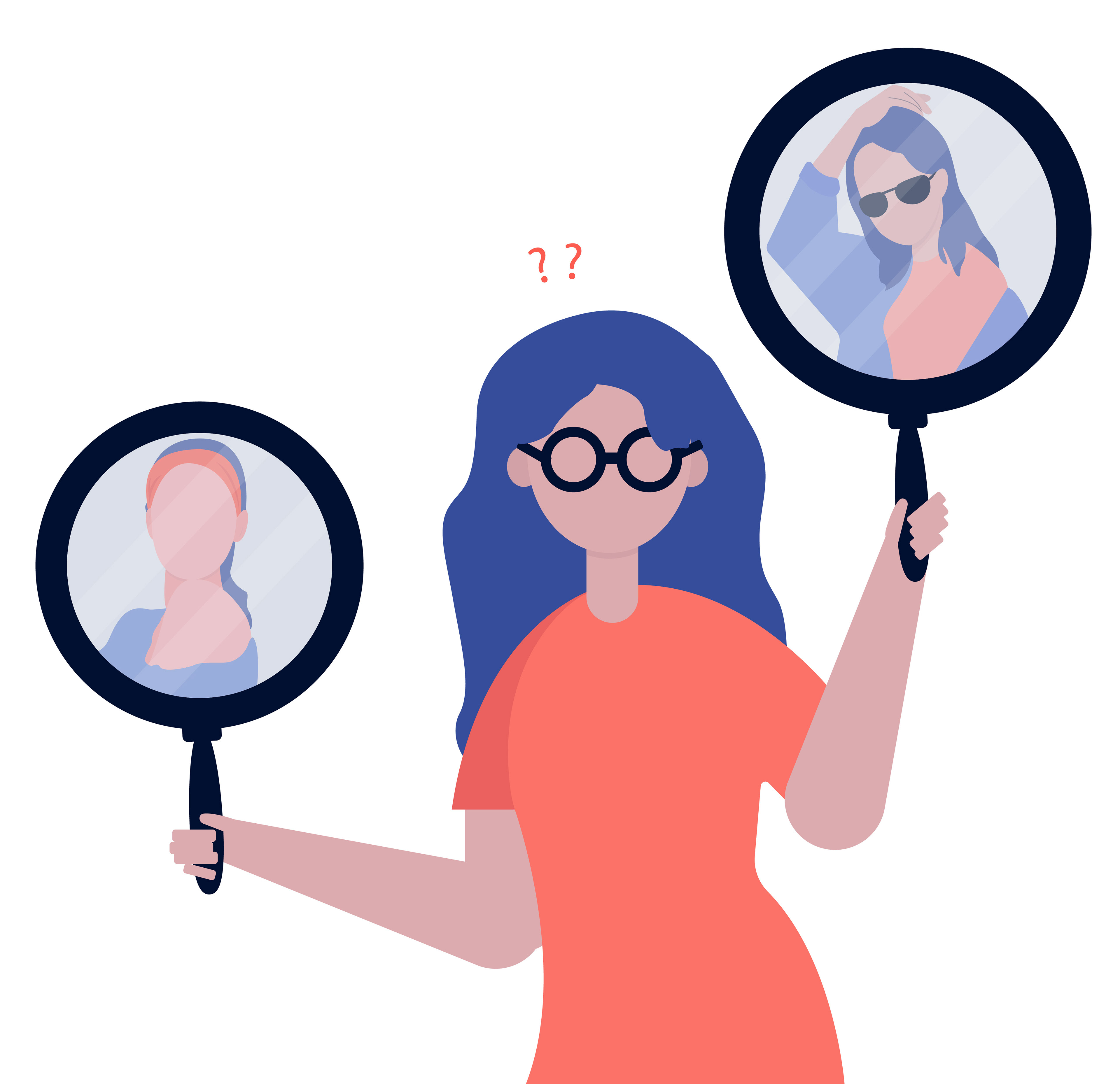 Who am I? "Illustrative concept for Dissociative disorder dissociation"