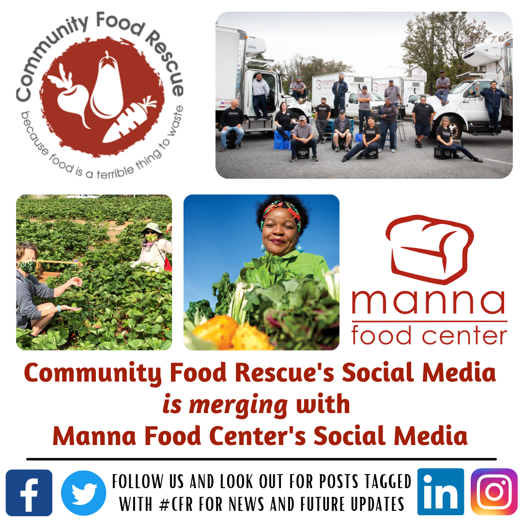 Information about CFR and Manna Food Center social media merge