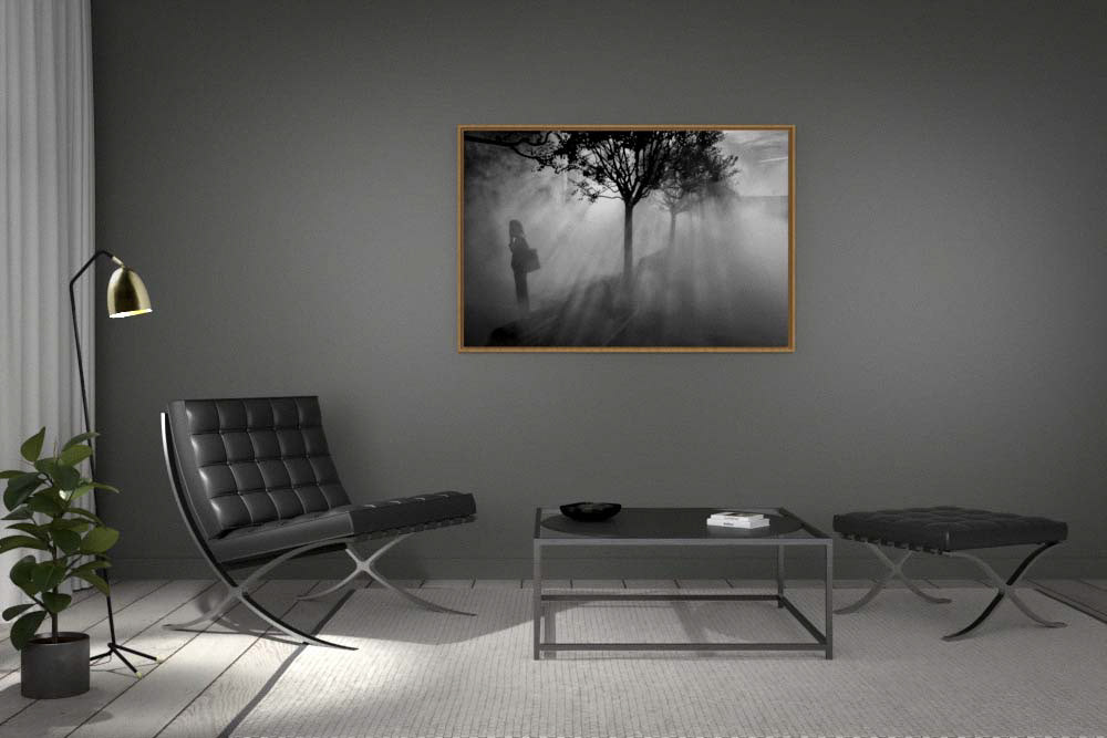 Tirage contre-collé sur alu dibond 60x90cm dans une caisse américaine bois