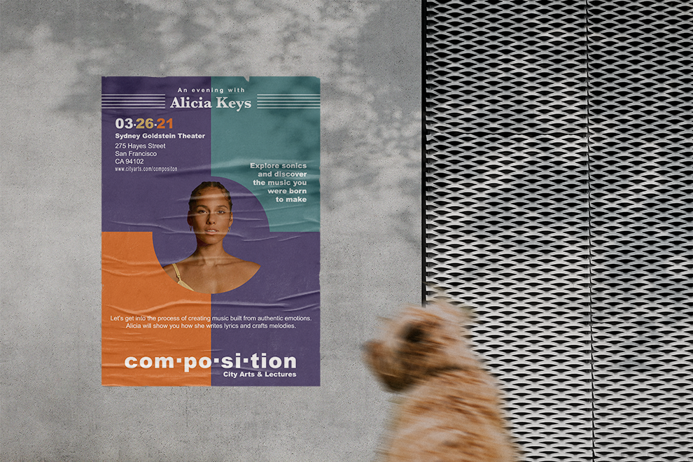 City Arts & Lectures - Mockup Glued Poster