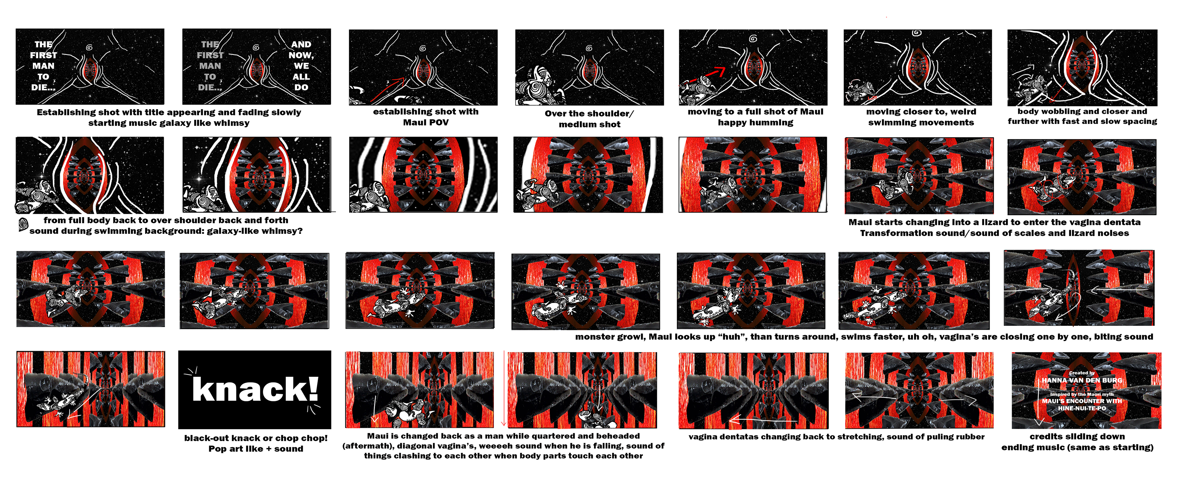 Storyboard Stopmotion "Maui's Encounter with Hine-Nui-Te-Pō
