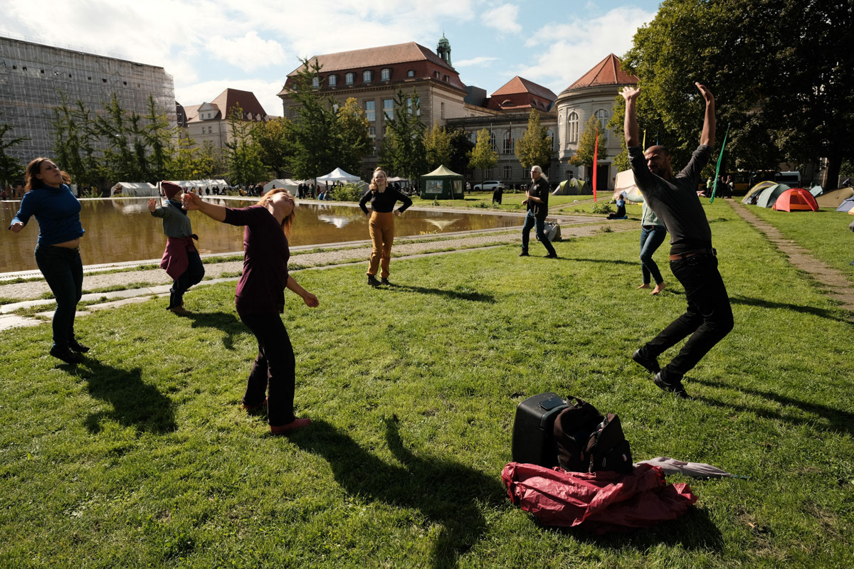 Activists dance as part of their regenerative activist culture.