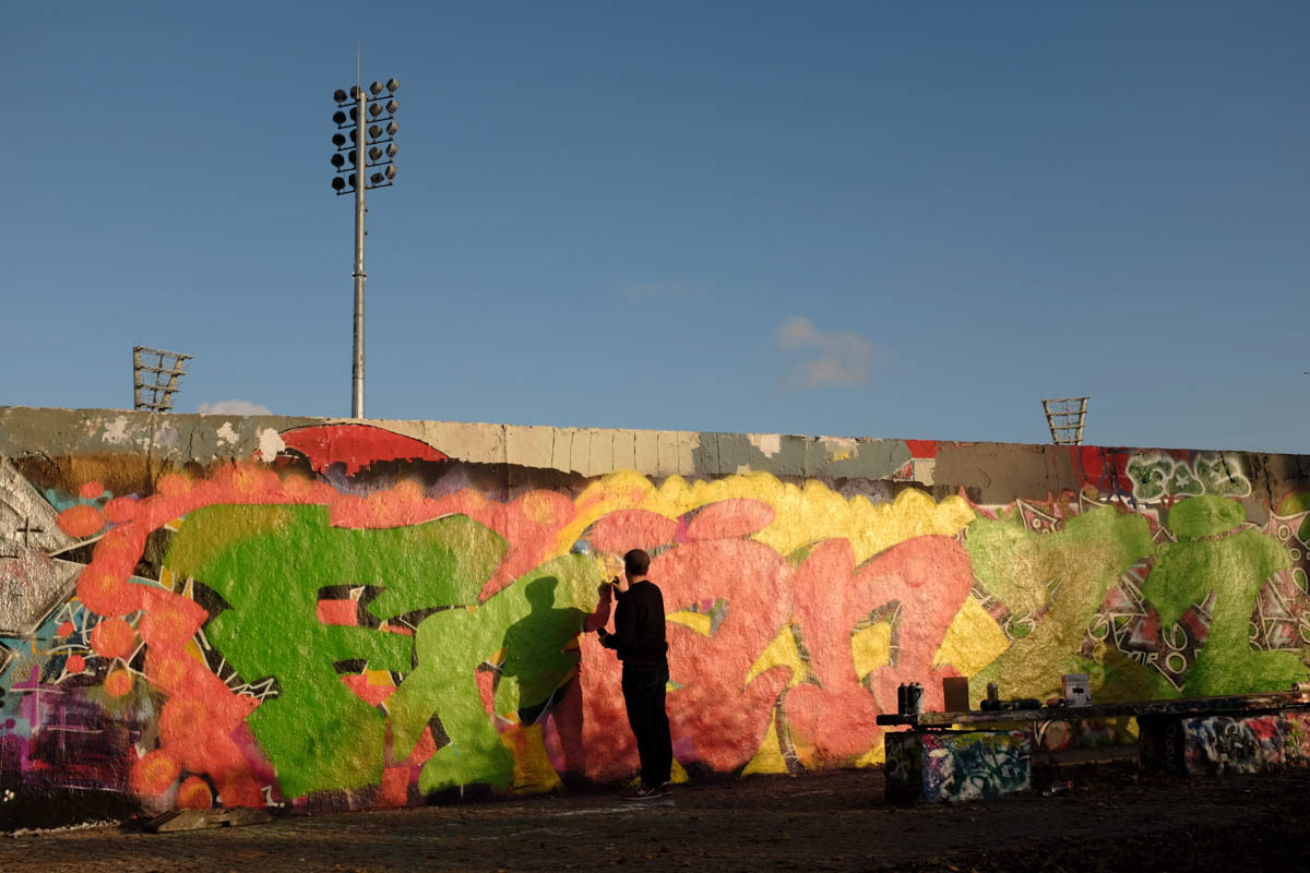 The "Hinterlandmauer", a remnant of the Berlin Wall, November 2021