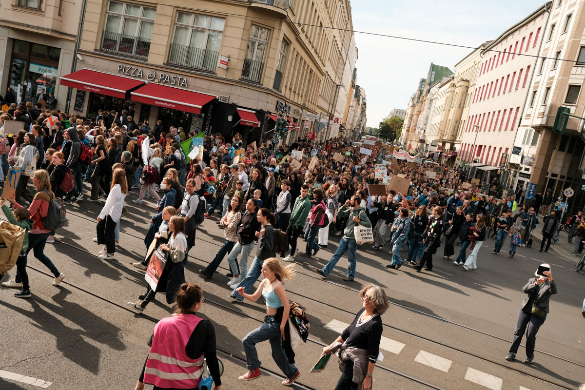 Activists flood the streets of Berlin.