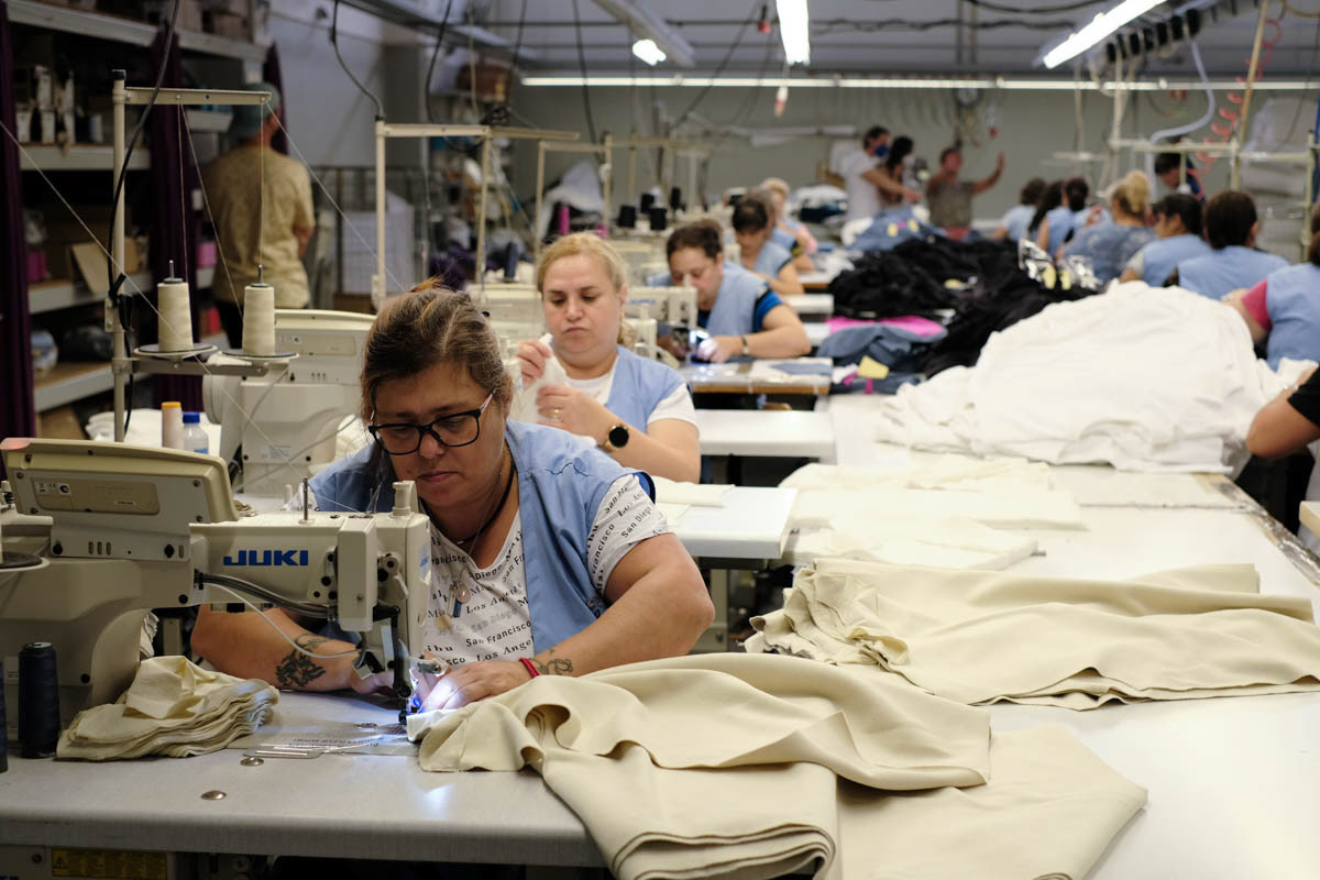 Textile factory workers. Portugal, October 2021
