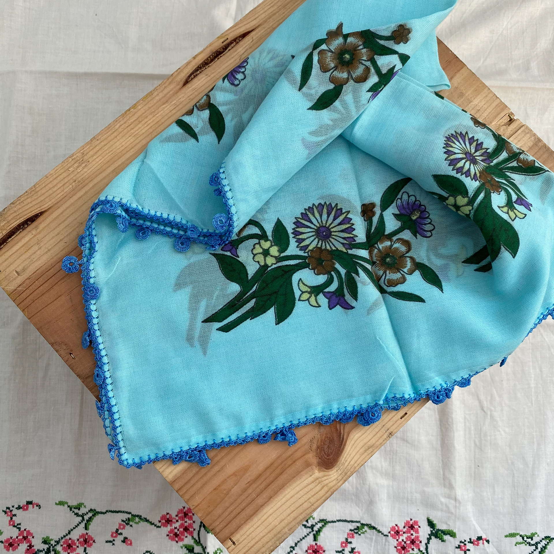 Urban Upcycled Vintage Scarf Lithograph Print