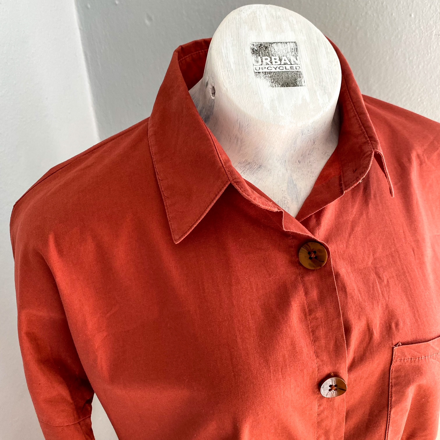 Urban Upcycled Kind Hearted Sustainable Fashion and Lifestyle Oversize Hand Dyed Cinnamon Button Up Shirt| 