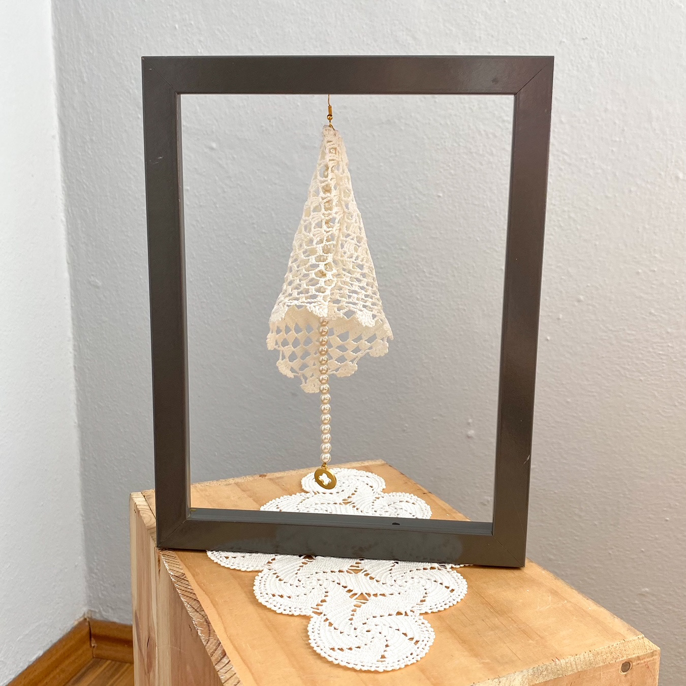 Urban Upcycled Kind Hearted Sustainable Fashion and Lifestyle | Upcycled Vintage Doily Jewellery Collection Long Earring Lily Flower