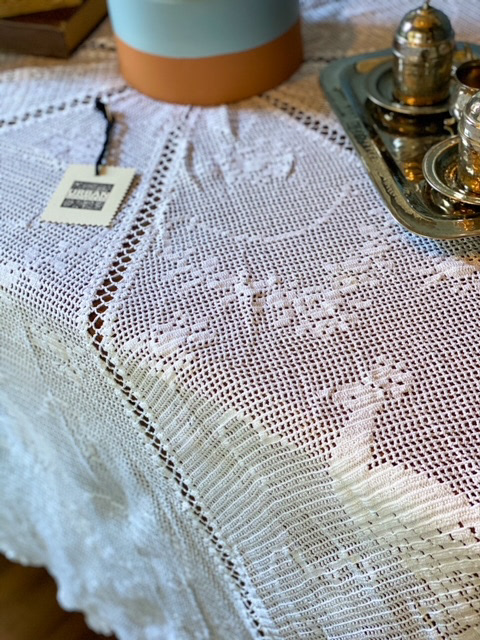 Urban Upcycled Vintage Crochet Doily Table Cloth