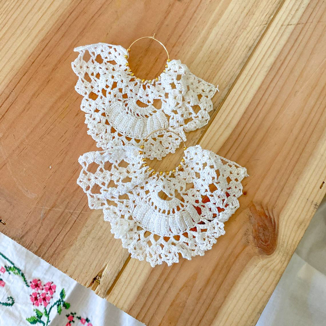 Urban Upcycled Kind Hearted Sustainable Fashion and Lifestyle | Vintage Doily Golden Hoop Earrings