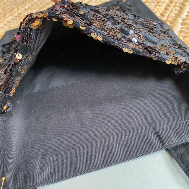 Urban Upcycled Kind Hearted Sustainable Fashion and Lifestyle | Black Canvas Bag With A Gold Sequinned Pocket