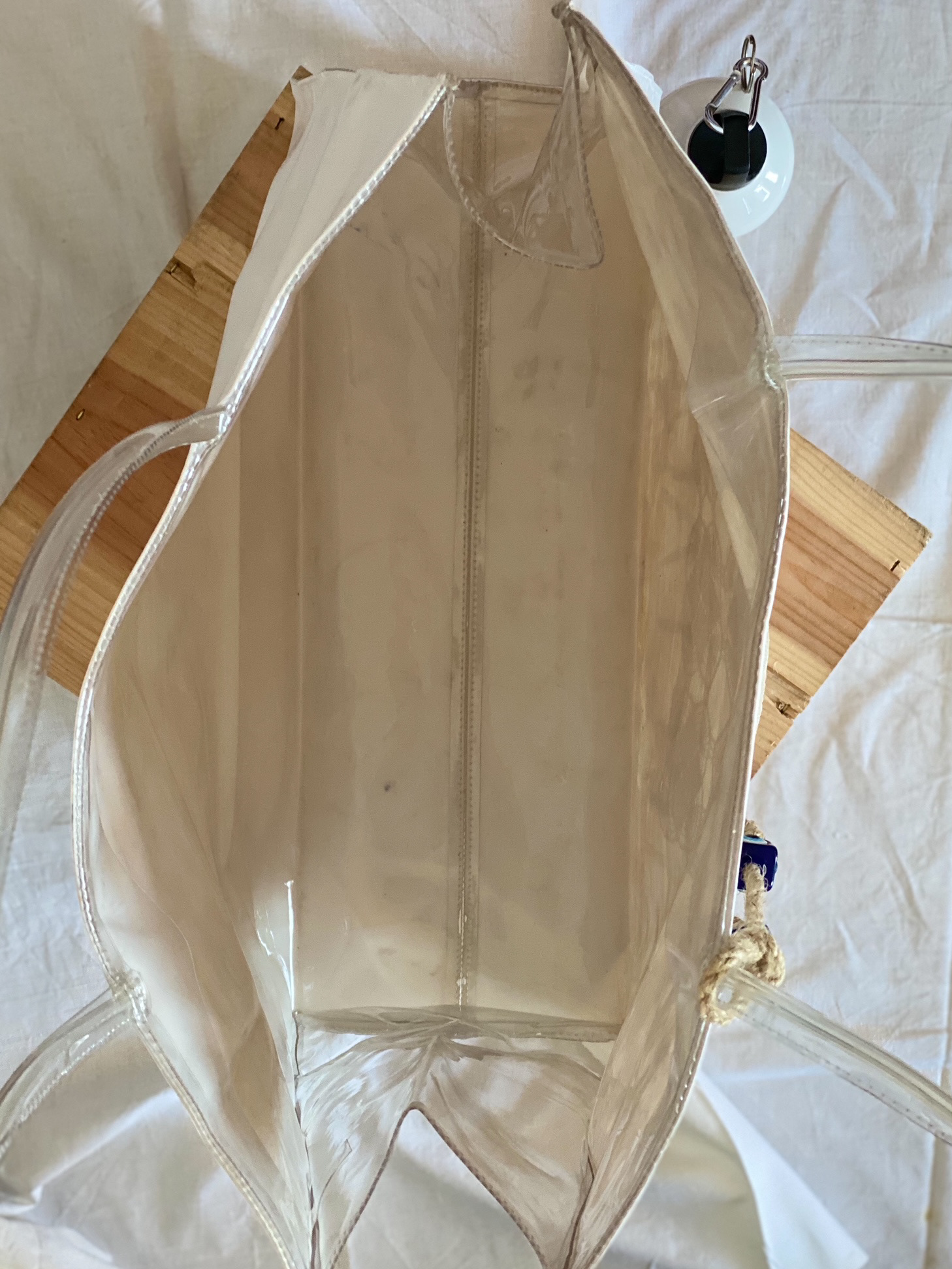 Urban Upcycled İyi Kalpli Sürdürülebilir Moda ve Sürdürülebilir Yaşam | Antik Beyaz El Boyama Vintage Dantelli Şeffaf Plaj Çantası