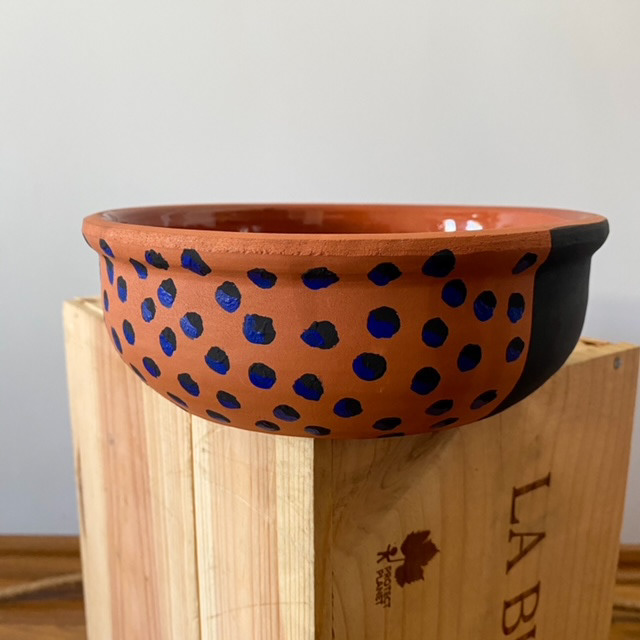 Urban Upcycled İleri Dönüşüm Upcycle Tasarımlar Mat Siyah ve Çivit Mavi El Boyama Toprak Kase