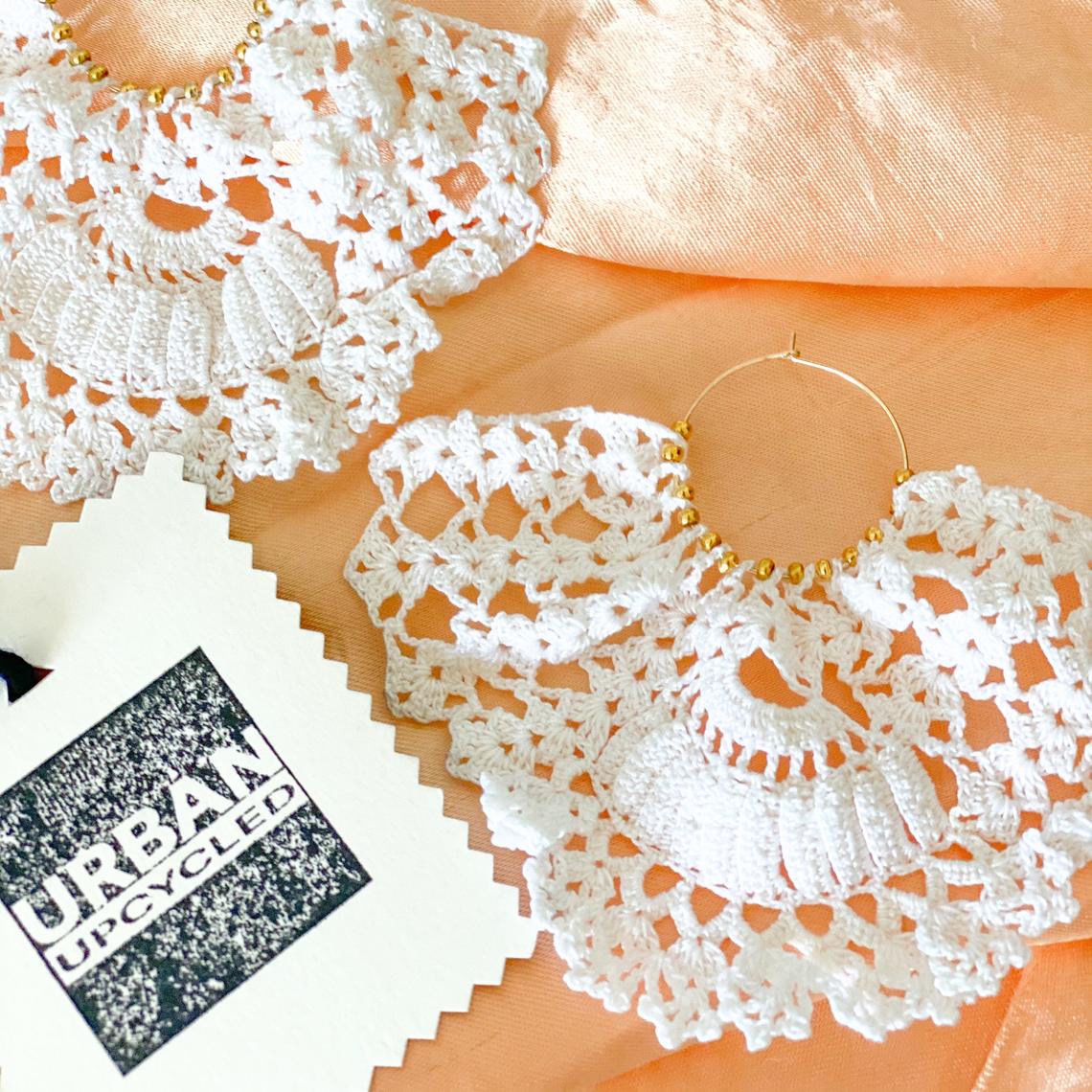 Urban Upcycled Kind Hearted Sustainable Fashion and Lifestyle | Vintage Doily Golden Hoop Earrings