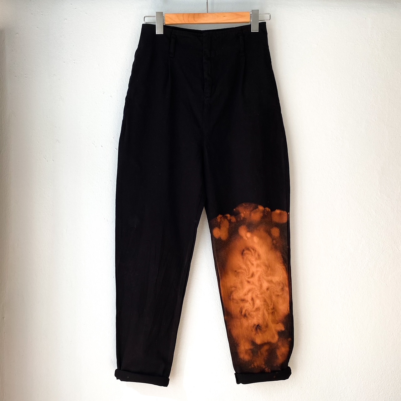 Urban Upcycled Kind Hearted Sustainable Fashion and Lifestyle | Bleach Dyed Black Denim Pants 