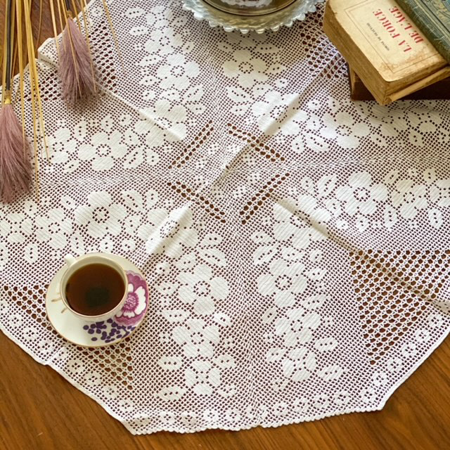 Urban Upcycled Vintage Crochet Doily Table Cloth