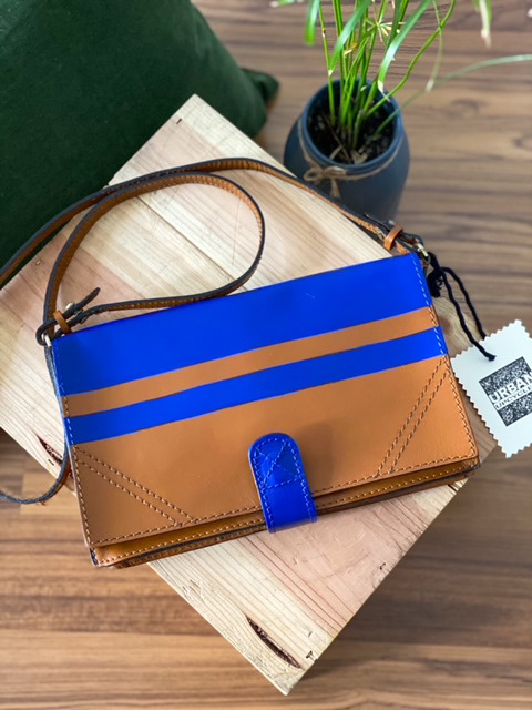 Urban Upcycled Kind Hearted Sustainable Fashion and Lifestyle | Taba & Indigo Blue Leather Messenger Bag