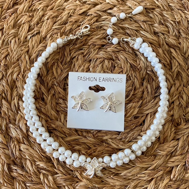 Urban Upcycled İyi Kalpli Sürdürülebilir Moda ve Sürdürülebilir Yaşam | Klasik Yaprak Modelli İnci Takı Seti