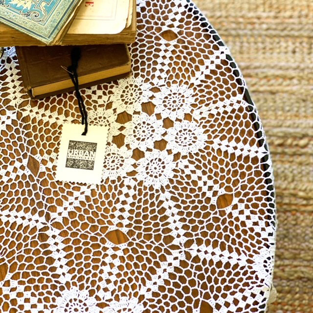 Urban Upcycled Vintage Crochet Doily Table Cloth