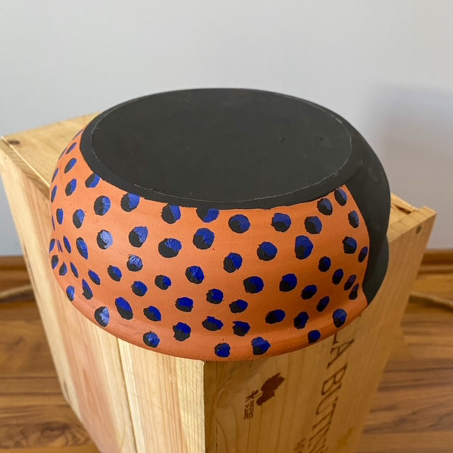 Urban Upcycled İleri Dönüşüm Upcycle Tasarımlar Mat Siyah ve Çivit Mavi El Boyama Toprak Kase