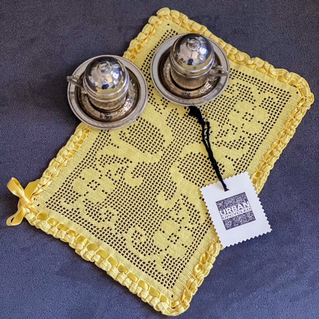 Urban Upcycled Vintage Crochet Doily Tray Cloth