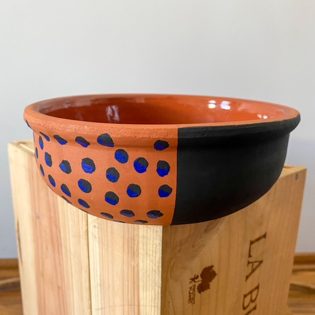 Urban Upcycled İleri Dönüşüm Upcycle Tasarımlar Mat Siyah ve Çivit Mavi El Boyama Toprak Kase