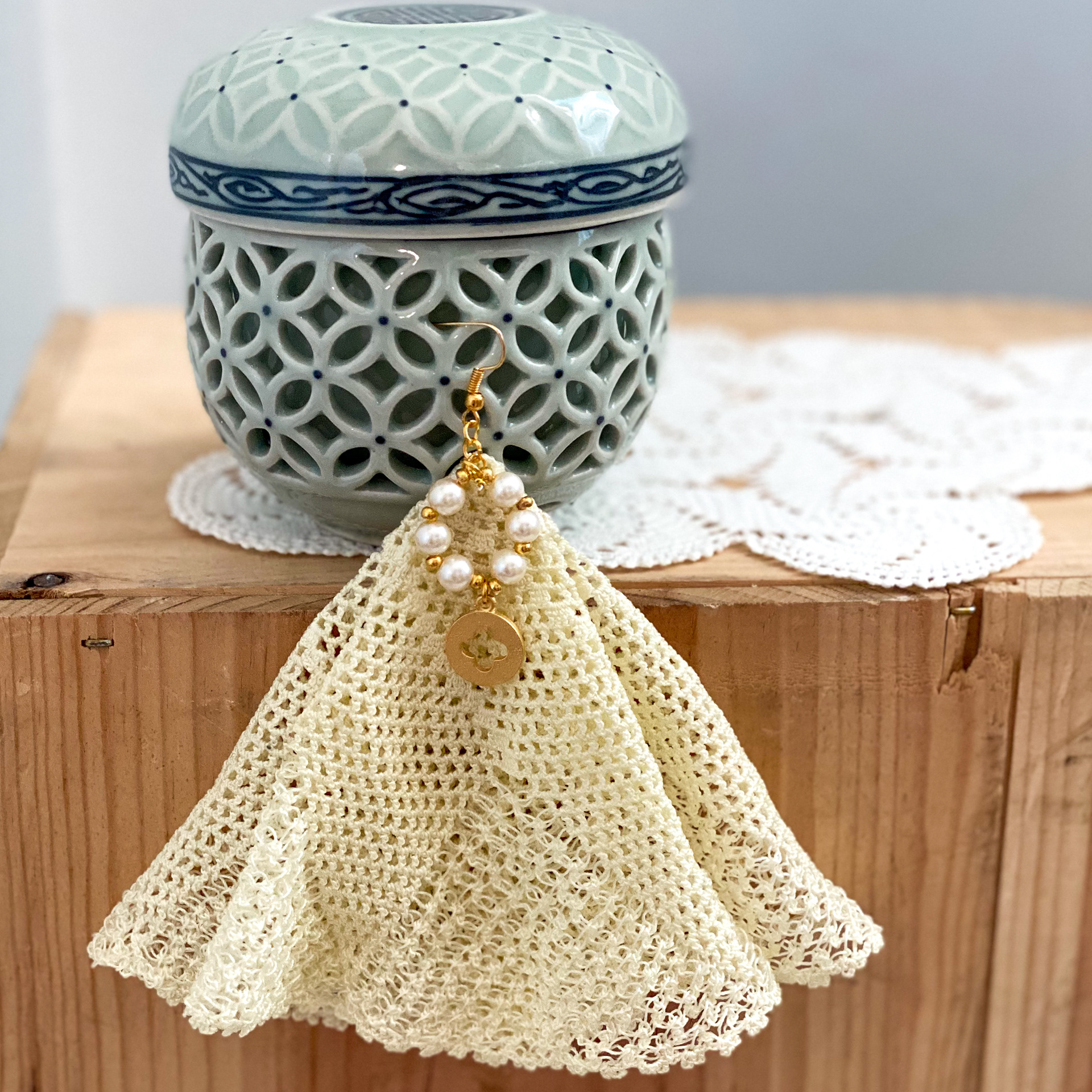 Urban Upcycled Kind Hearted Sustainable Fashion and Lifestyle | Upcycled Vintage Doily Jewellery Collection Oversize Earring