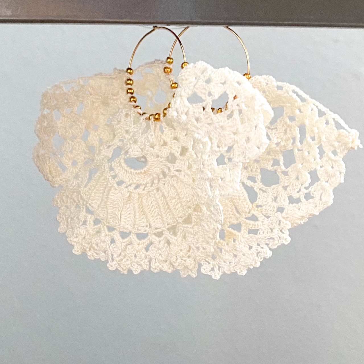 Urban Upcycled Kind Hearted Sustainable Fashion and Lifestyle | Upcycled Vintage Doily Jewellery Collection Oversize Hoop Earrings