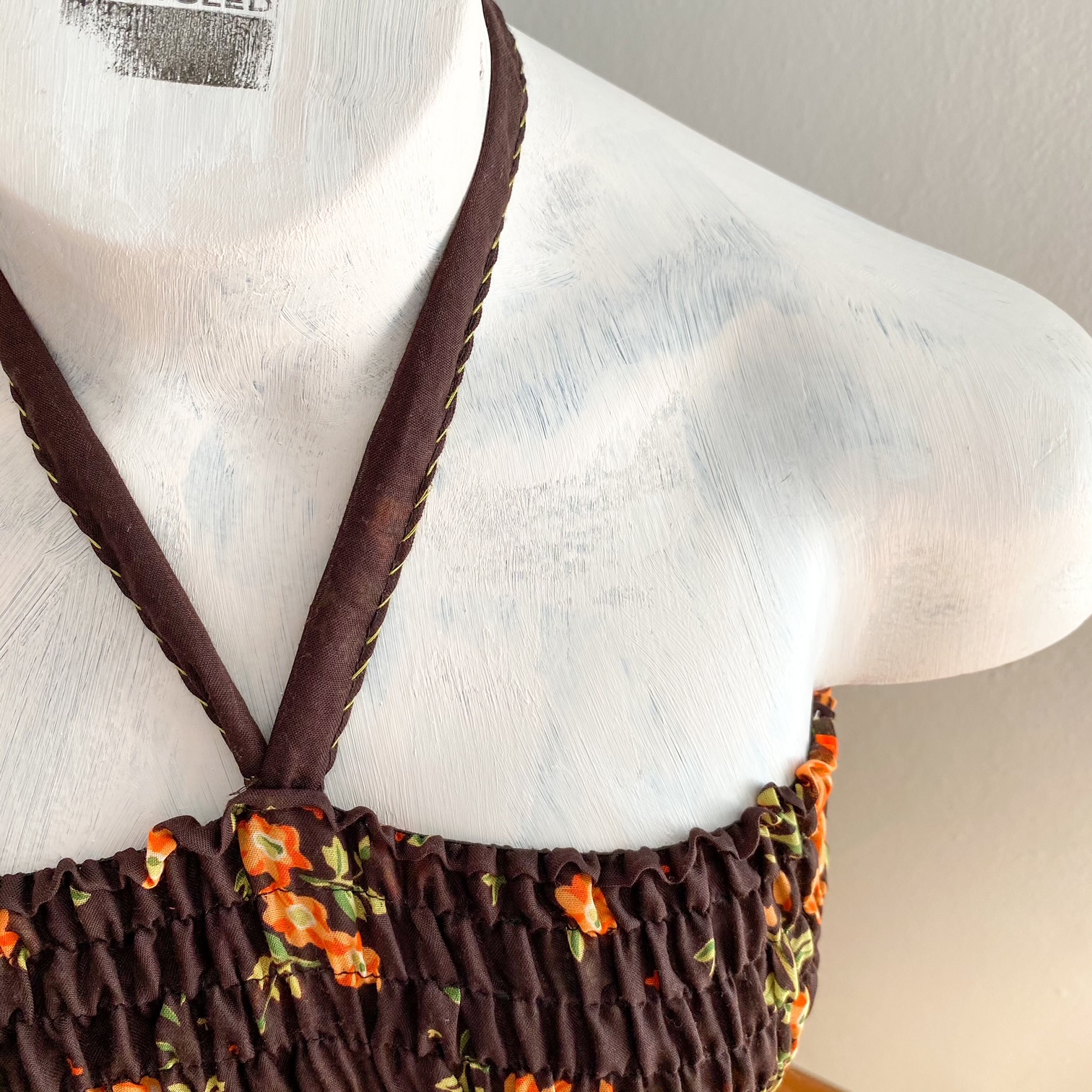 Urban Upcycled Kind Hearted Sustainable Fashion and Lifestyle | Brown Floral Summer Bandeau Pareo Dress