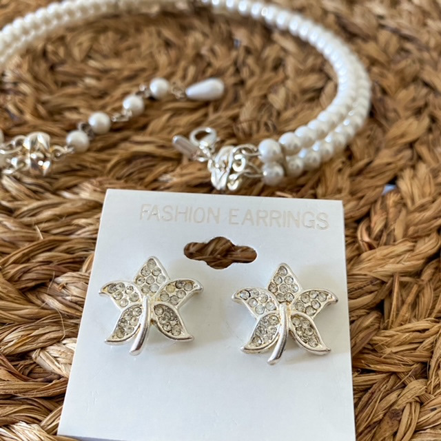 Urban Upcycled İyi Kalpli Sürdürülebilir Moda ve Sürdürülebilir Yaşam | Klasik Yaprak Modelli İnci Takı Seti