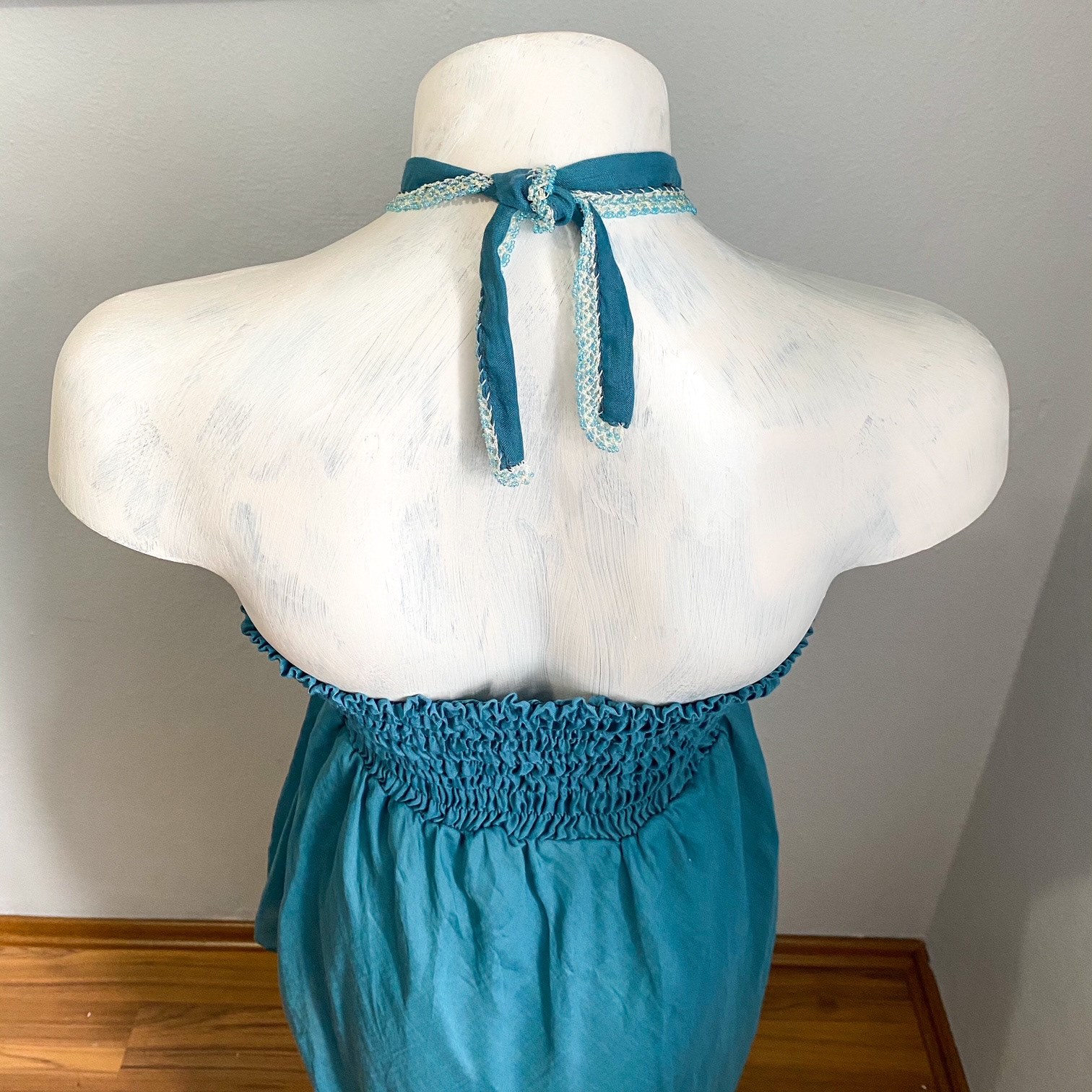 Urban Upcycled Kind Hearted Sustainable Fashion and Lifestyle | Turquoise Summer Bandeau Pareo Dress