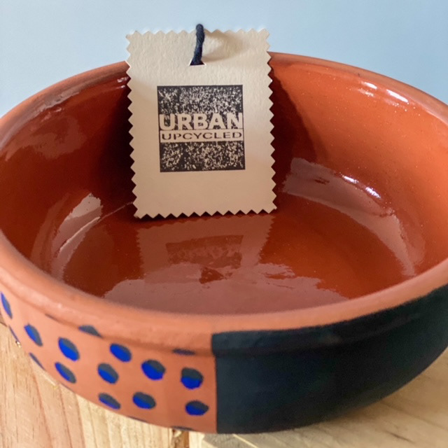 Urban Upcycled Kind Hearted Sustainable Fashion and Lifestyle | Matte Black & Indigo Blue Hand Painted Clay Pot