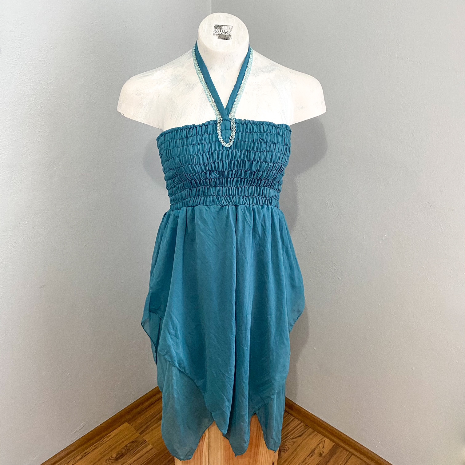 Urban Upcycled Kind Hearted Sustainable Fashion and Lifestyle | Turquoise Summer Bandeau Pareo Dress