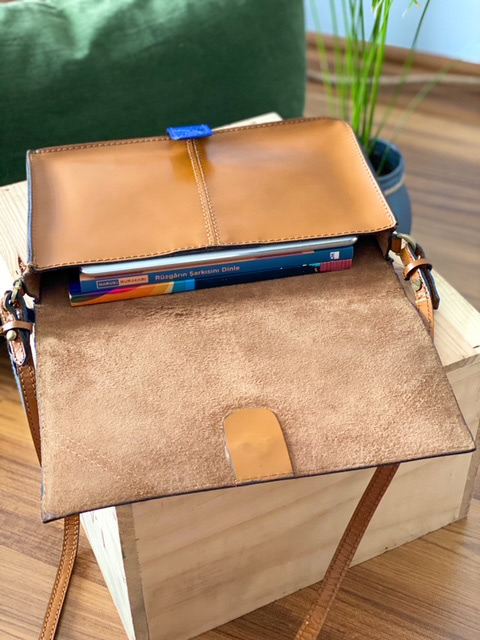 Urban Upcycled Kind Hearted Sustainable Fashion and Lifestyle | Taba & Indigo Blue Leather Messenger Bag