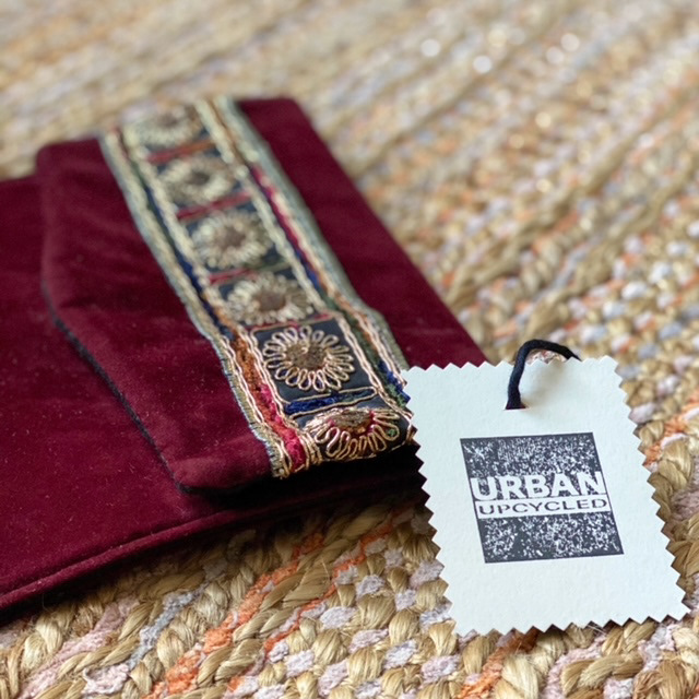 Urban Upcycled Kind Hearted Sustainable Fashion and Lifestyle | Burgundy Velvet Suede Boho Clutch