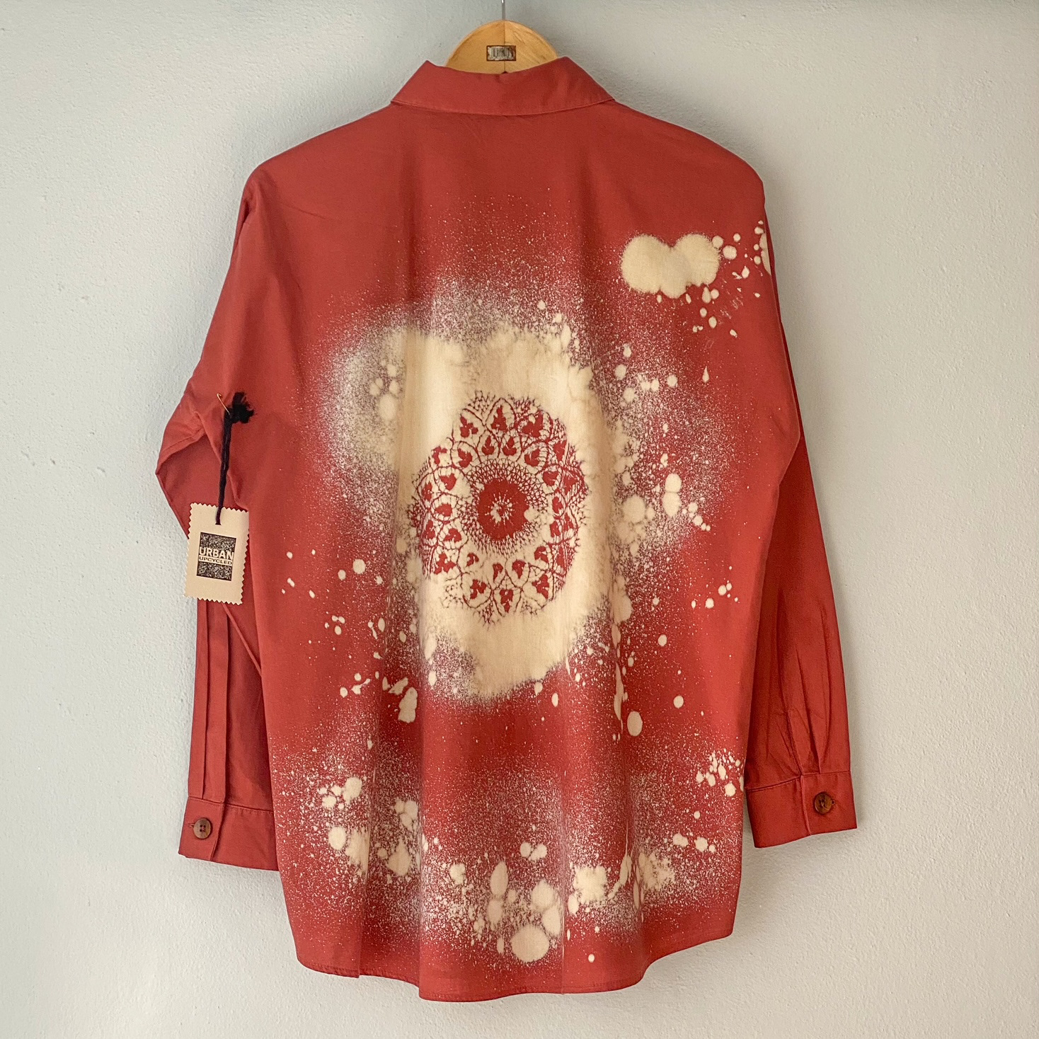 Urban Upcycled Kind Hearted Sustainable Fashion and Lifestyle Oversize Hand Dyed Cinnamon Button Up Shirt| 