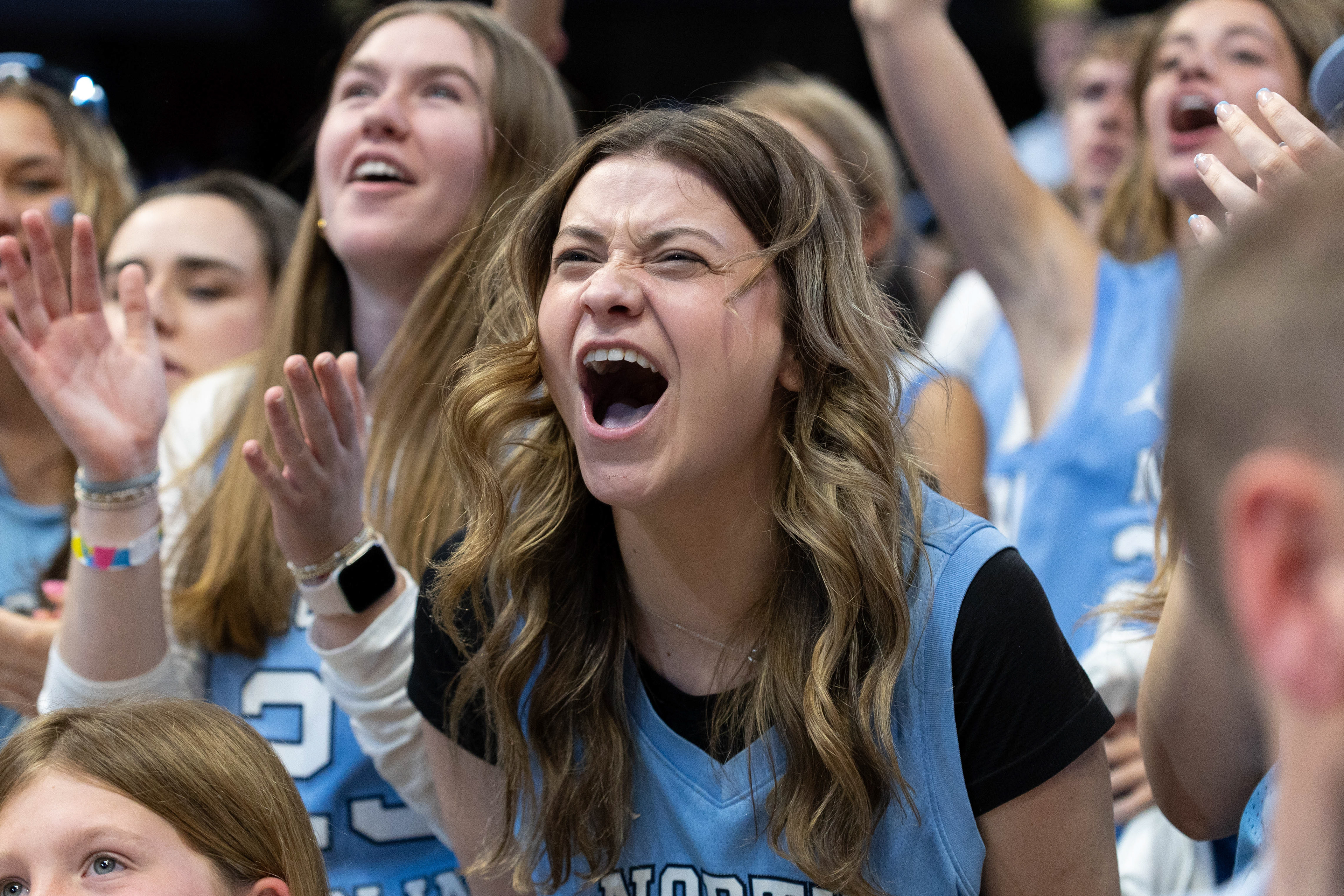 UNC students cheer on the men's basketball team during game against Duke on Saturday, March 8, 2025 at the Dean Smith Center. UNC lost 82-69.