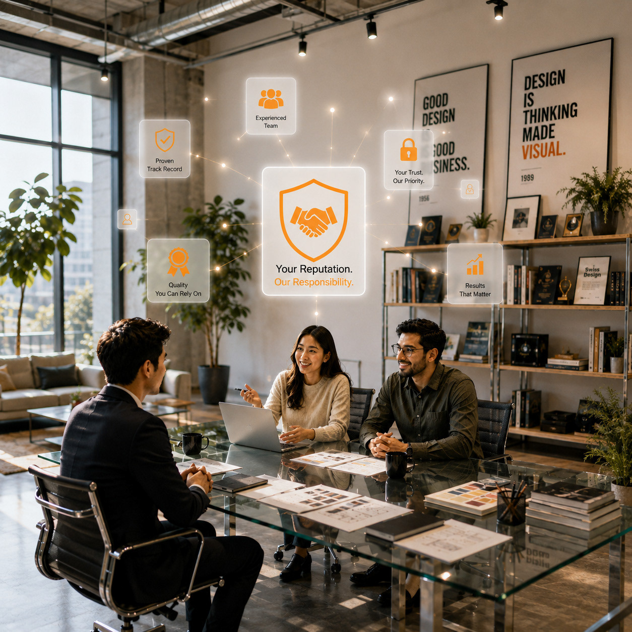 Image of people interacting with a potential customer
