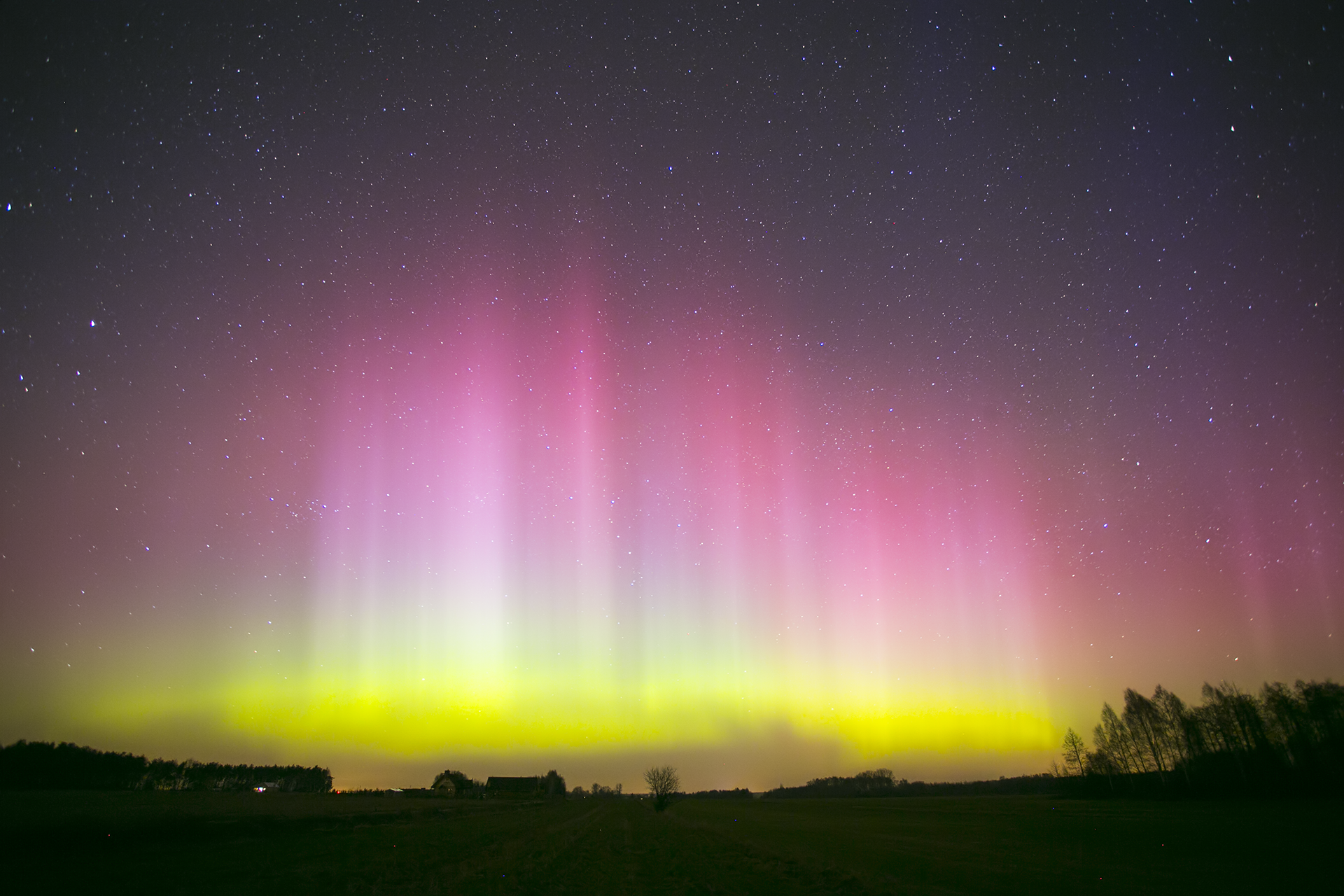 Aurora Borealis over Northern Masovian, Poland.