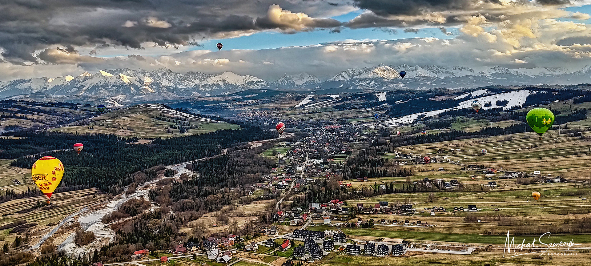 Hot Air Balloons over Białka Tatrzańska, Poland.